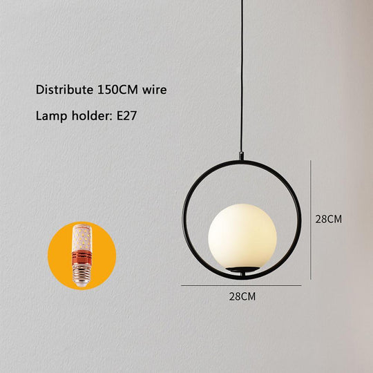 Opal Glass Ball Ring Pendant Light
