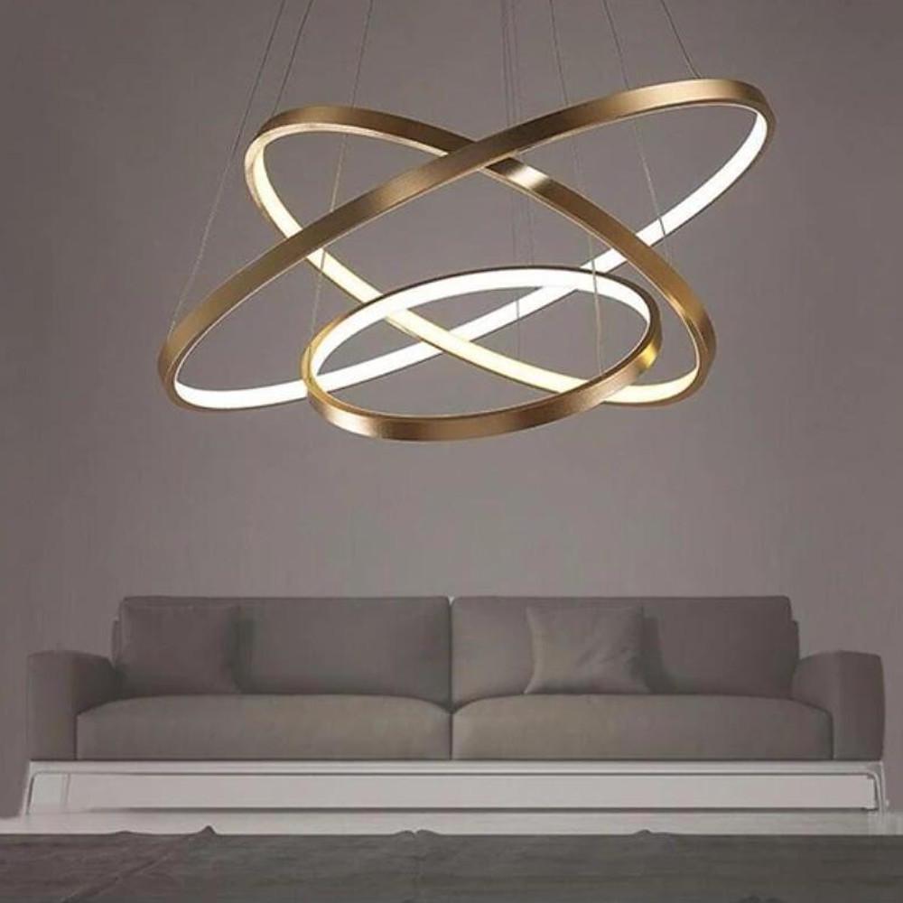 3 Ring Interweaved Circle Design Pendant Lighting Aluminum Acrylic LED Ceiling Light