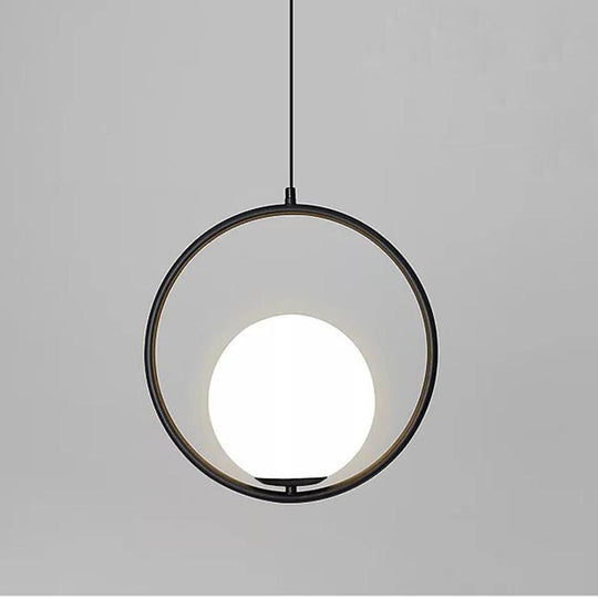 Modern Metal Circle Glass Globe Pendant Ceiling Light