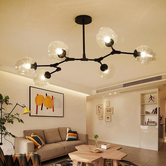 Nordic Contemporary Molecule Chandelier – 6-Light Blown Glass Ceiling Fixture