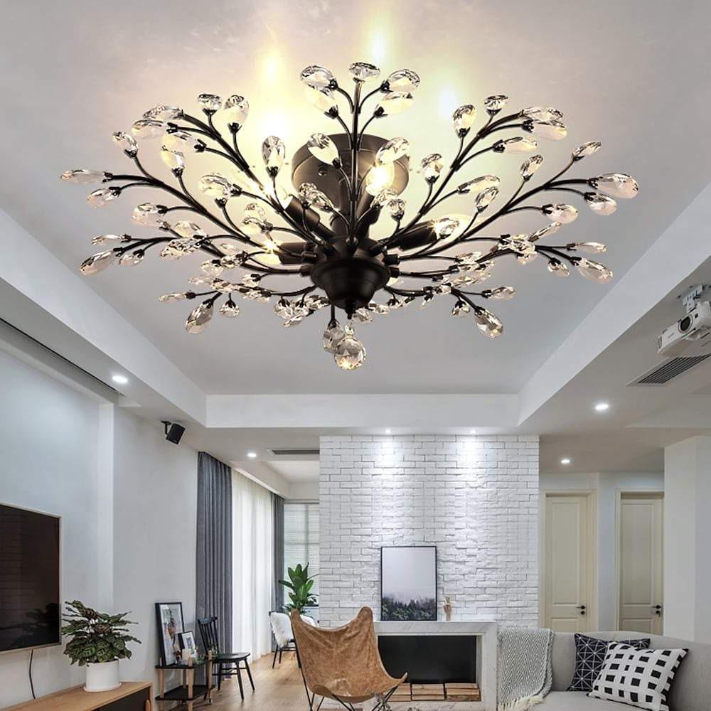 Unique Contemporary Crystal Flower Chandelier for Living Room