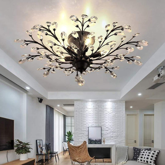 Unique Contemporary Crystal Flower Chandelier for Living Room