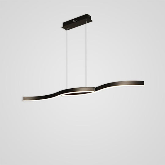 Dual Wave Metal & PVC Island Dining Chandelier – 2-Light LED