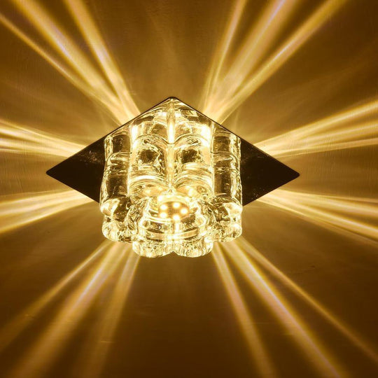 Flower Shaped Electroplated Metal Crystal LED Modern Ceiling Light