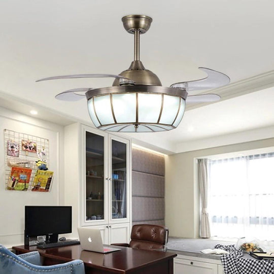 Bronze Finish 19 Inch Industrial Retractable Ceiling Fan with LED Light