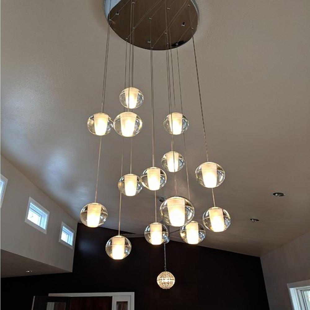 Modern Adjustable 14-Bulb Crystal LED Chandelier – Elegant Artistic Design