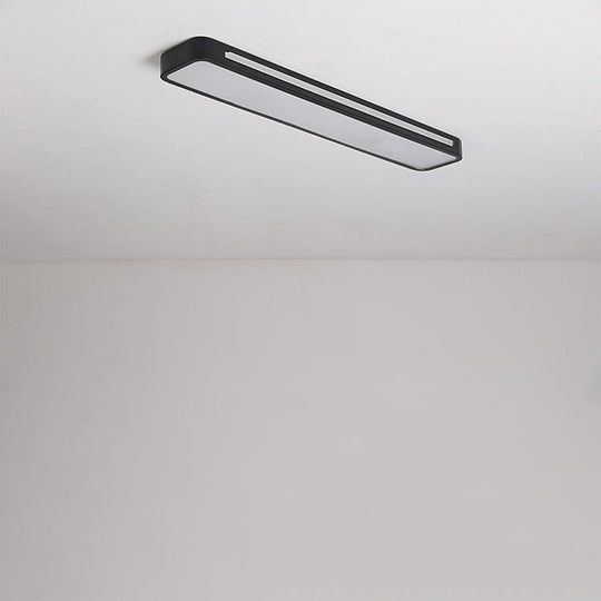 Rectangular Black/White Metal LED Flush Mount Ceiling Light
