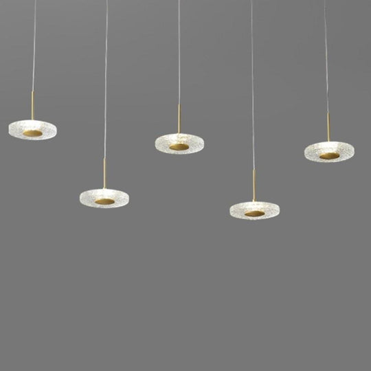 Circular Acrylic Copper LED Gold Nordic Pendant Light Hanging Ceiling Light