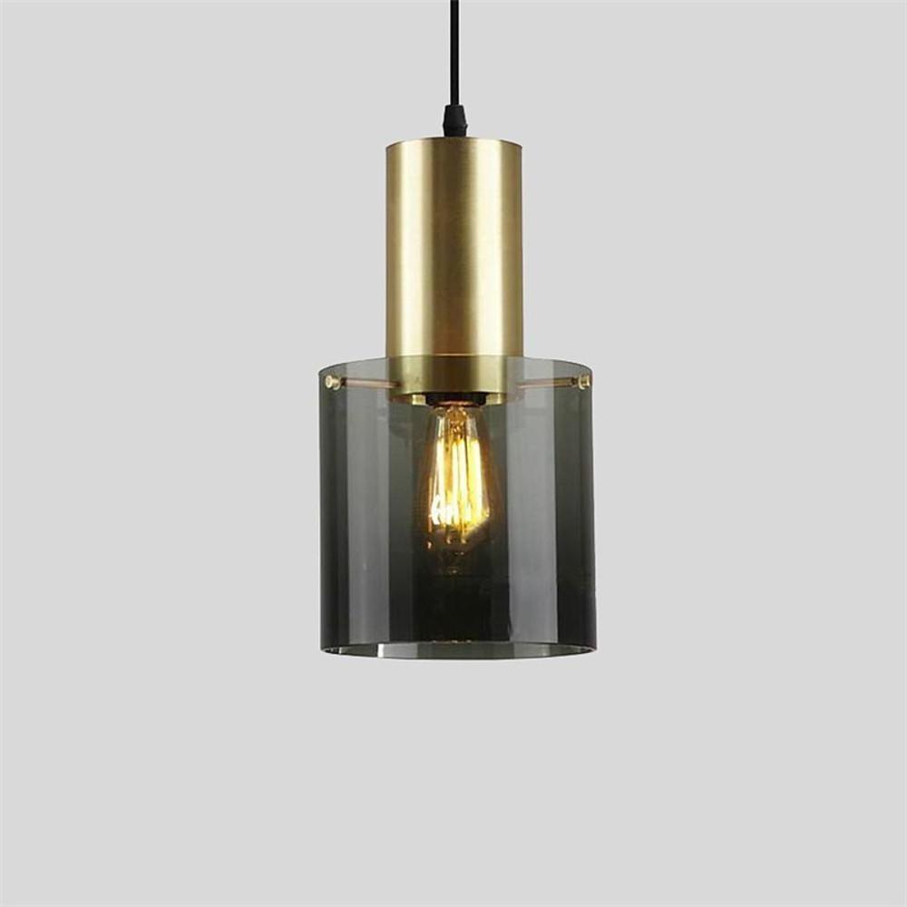 Modernist Cylindrical Glass Industrial Pendant Light