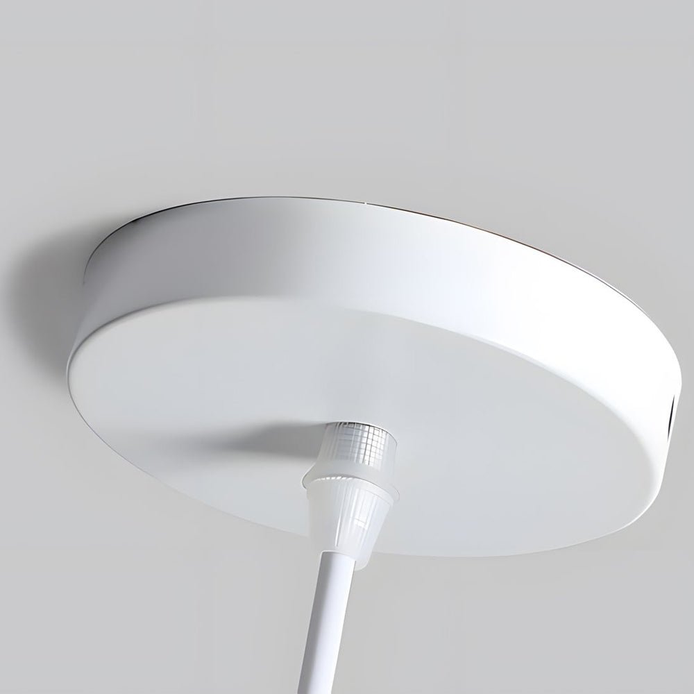 White Nordic Cone Pendant Light with Wood Accent