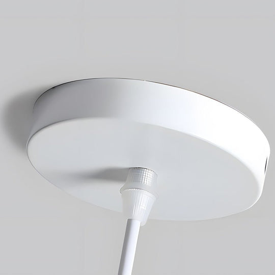 White Nordic Cone Pendant Light with Wood Accent