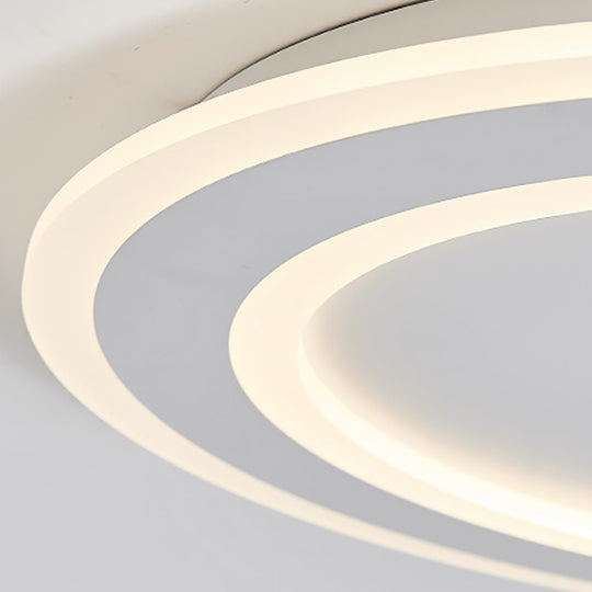 White Arc Flush Mount Ceiling Light with Adjustable Spotlight