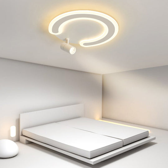 White Arc Flush Mount Ceiling Light with Adjustable Spotlight