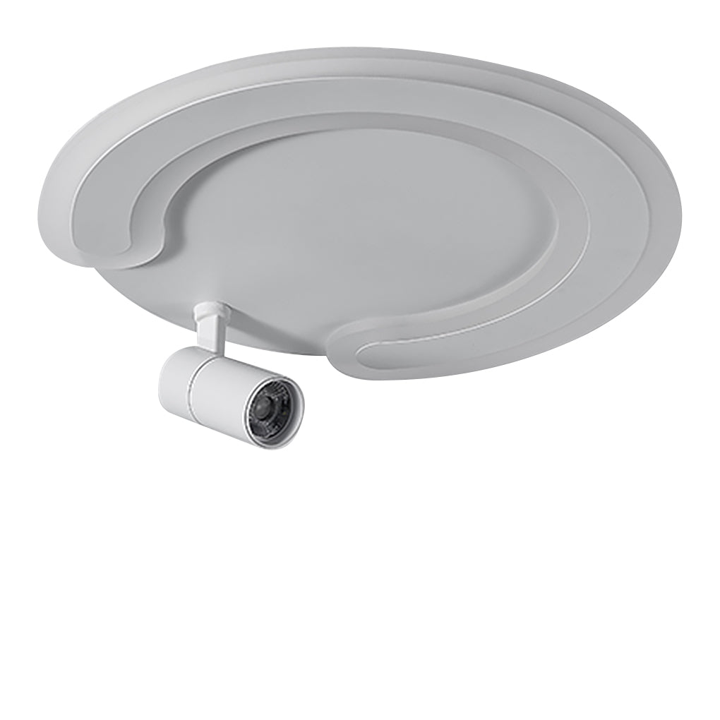 White Arc Flush Mount Ceiling Light with Adjustable Spotlight