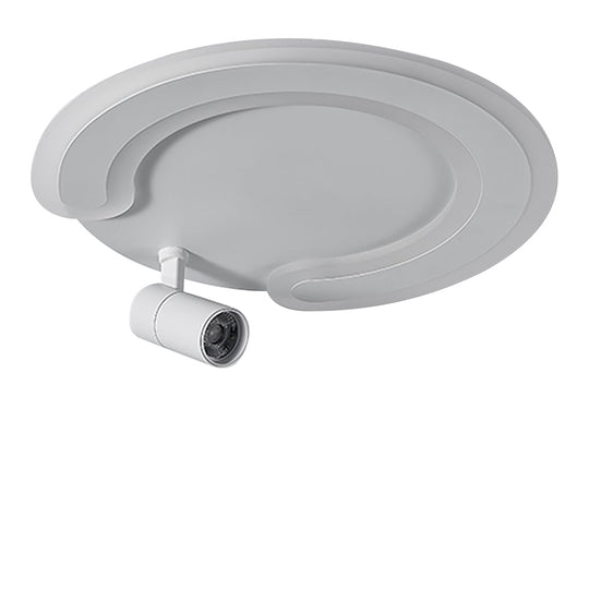 White Arc Flush Mount Ceiling Light with Adjustable Spotlight