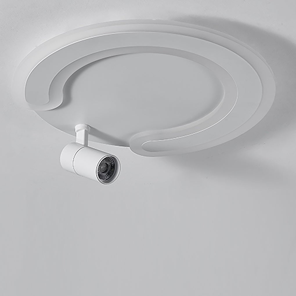 White Arc Flush Mount Ceiling Light with Adjustable Spotlight