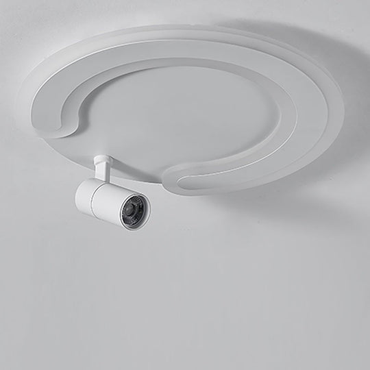 White Arc Flush Mount Ceiling Light with Adjustable Spotlight