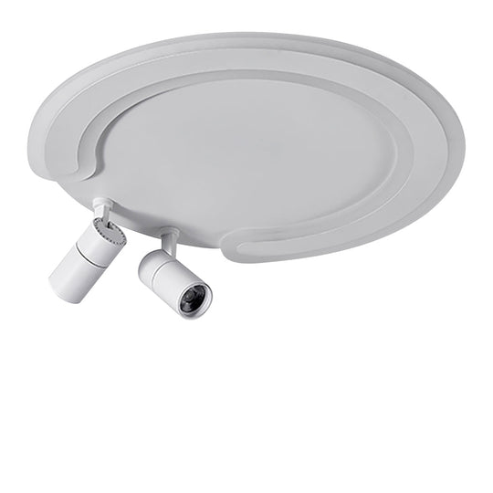 White Arc Flush Mount Ceiling Light with Adjustable Spotlight