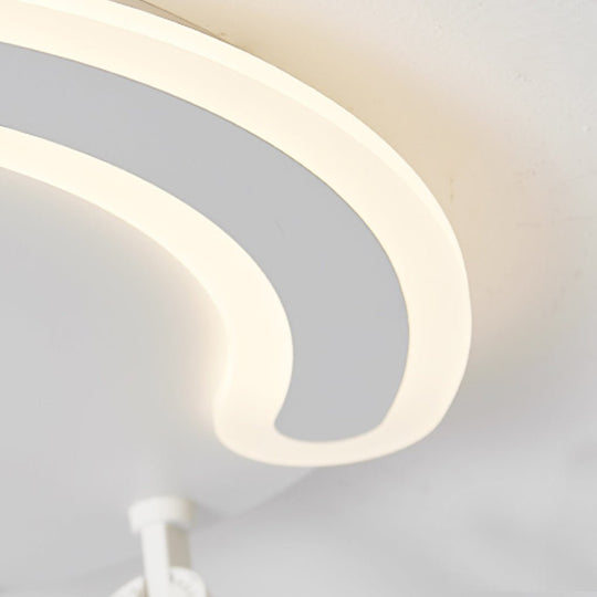 White Arc Flush Mount Ceiling Light with Adjustable Spotlight