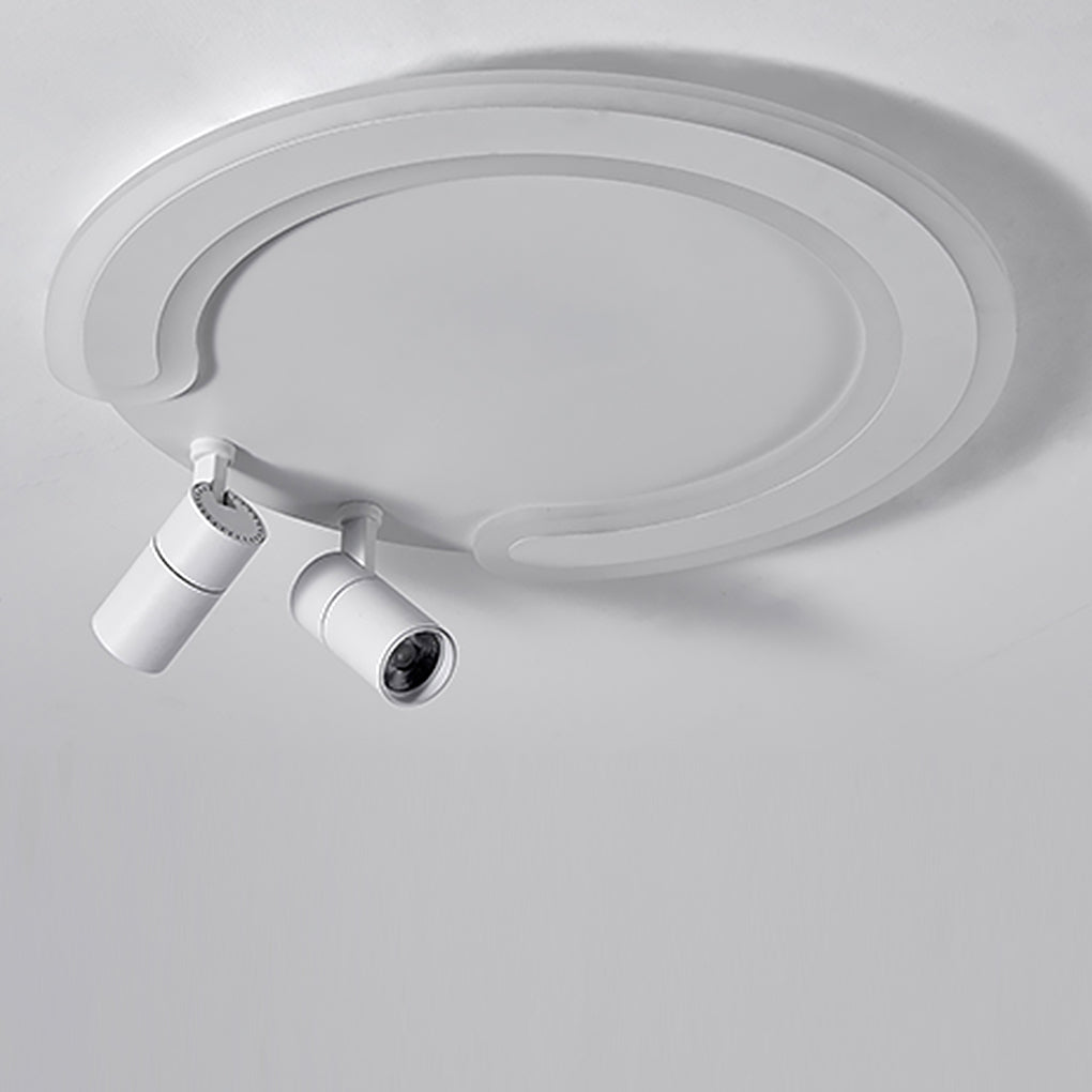 White Arc Flush Mount Ceiling Light with Adjustable Spotlight