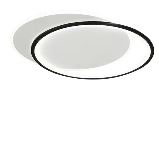 White and Black Overlapped Round Flush Mount Ceiling Light – Modern Design