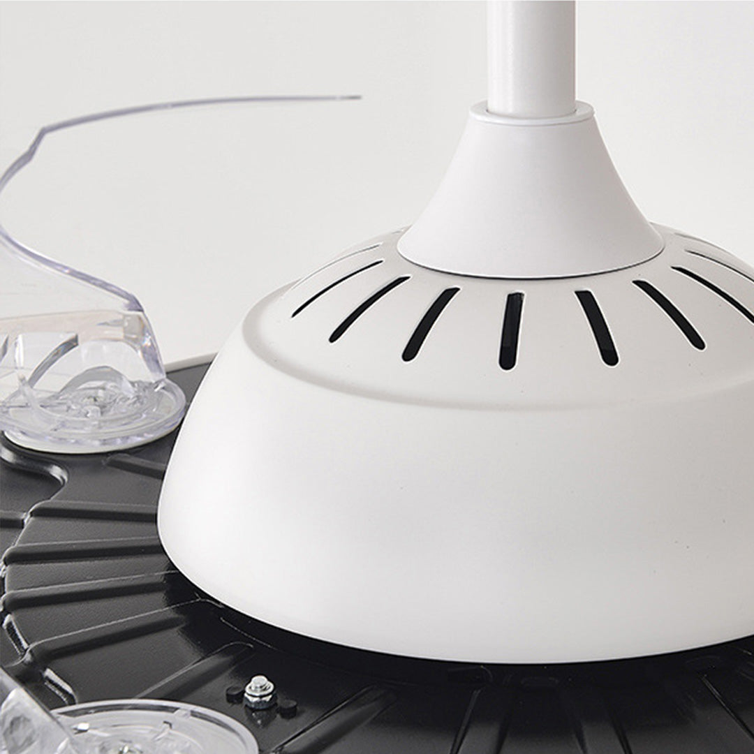 White Ceiling Fans With Light – Nordic Style with Transparent Retractable Blades (Models A/B/C/D)