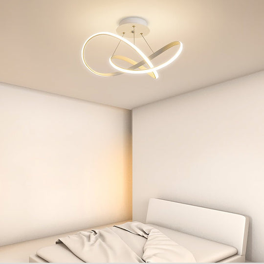 White Flush Mount Ceiling Light with Adjustable Cord Ribbon Design – Dimmable LED