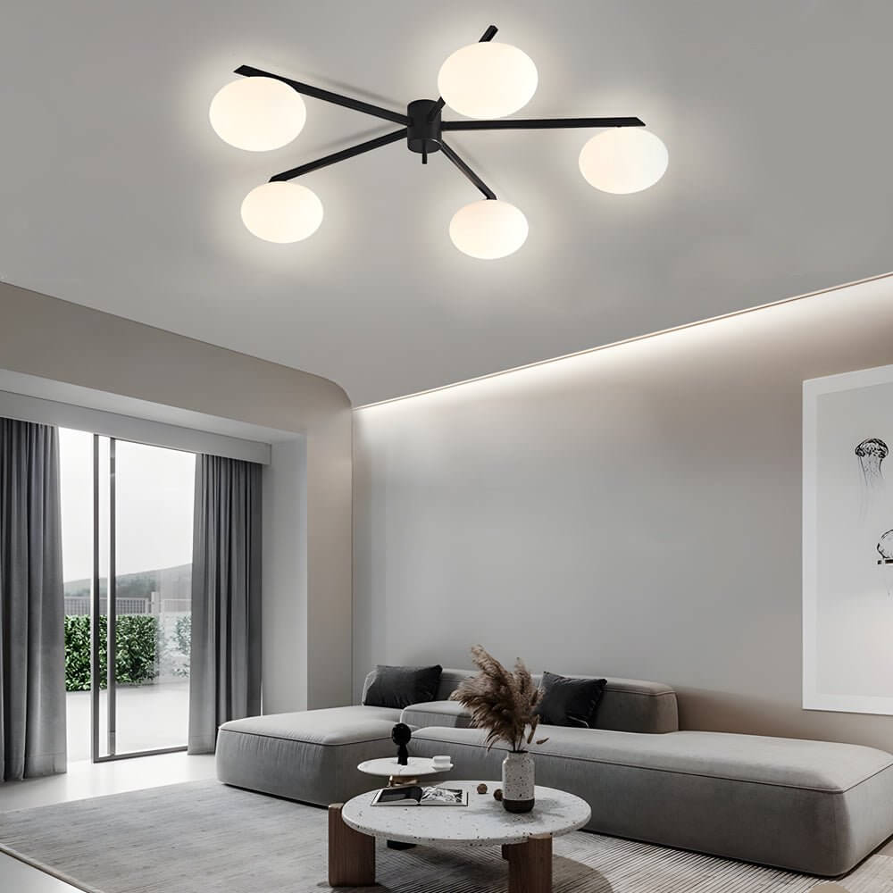 White Glass Bubble Semi-Flush Ceiling Light