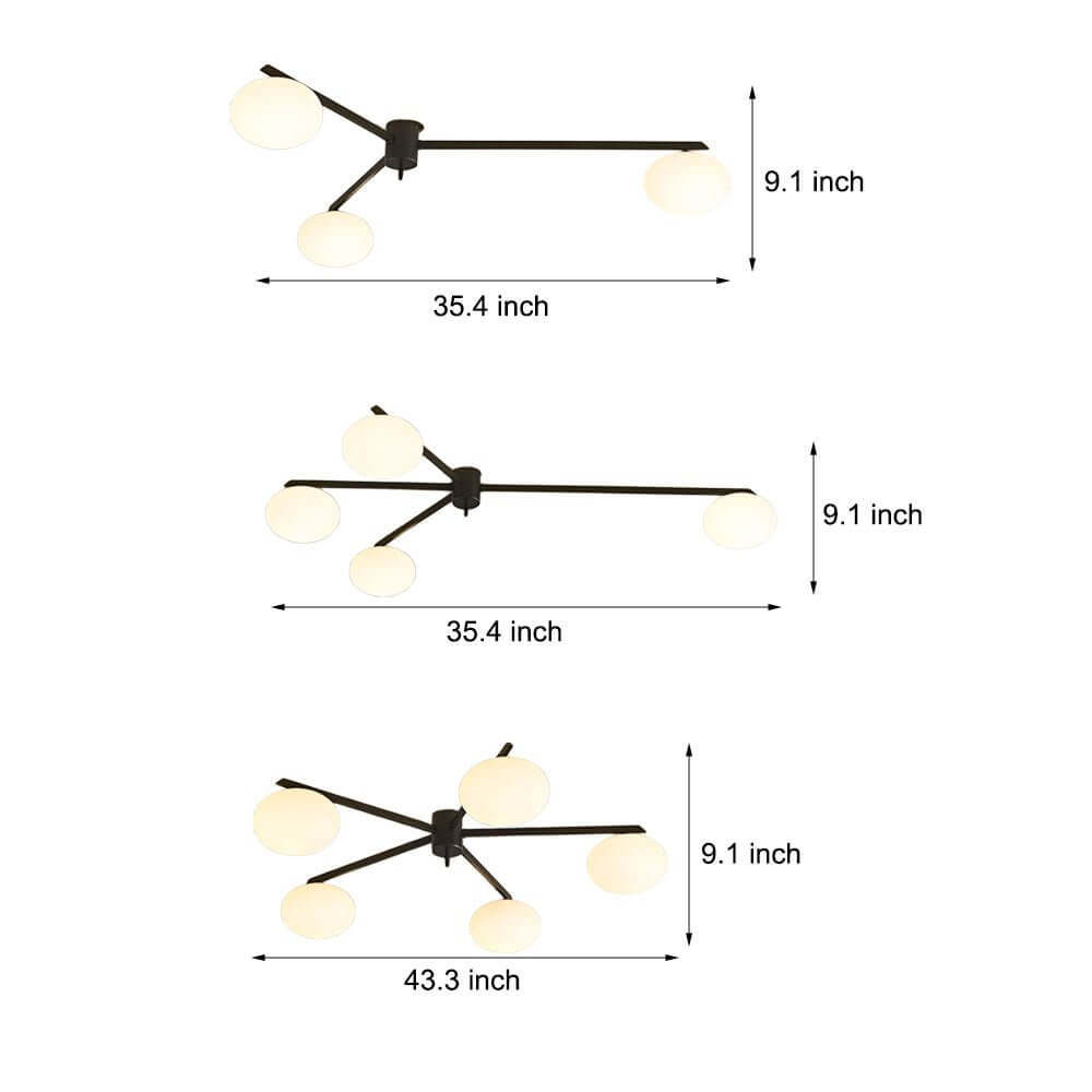 White Glass Bubble Semi-Flush Ceiling Light