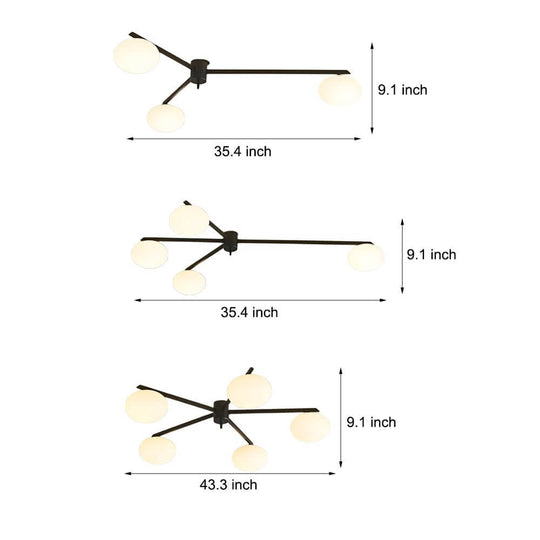 White Glass Bubble Semi-Flush Ceiling Light