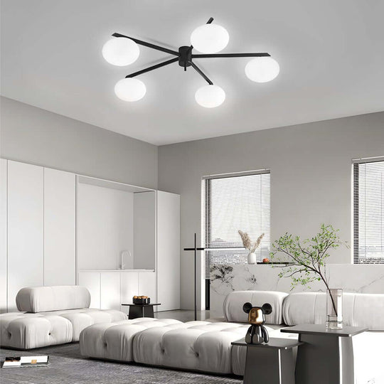 White Glass Bubble Semi-Flush Ceiling Light