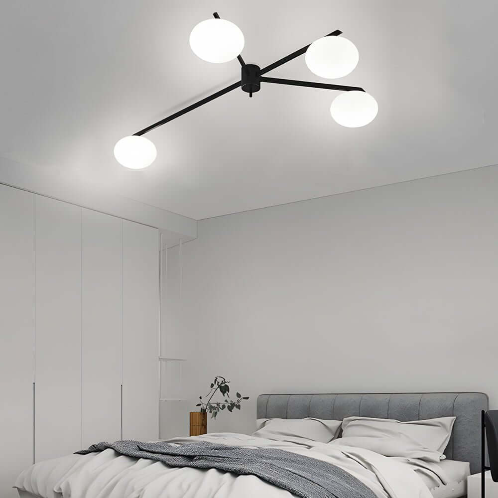 White Glass Bubble Semi-Flush Ceiling Light