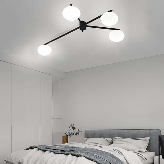 White Glass Bubble Semi-Flush Ceiling Light