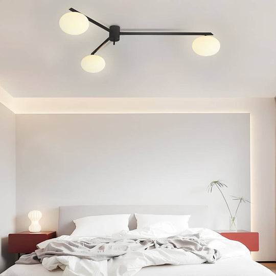 White Glass Bubble Semi-Flush Ceiling Light