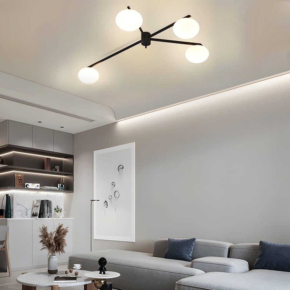 White Glass Bubble Semi-Flush Ceiling Light