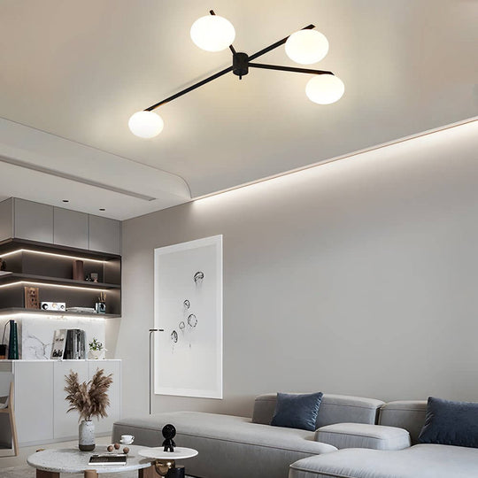 White Glass Bubble Semi-Flush Ceiling Light