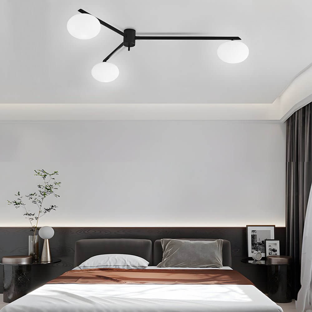 White Glass Bubble Semi-Flush Ceiling Light
