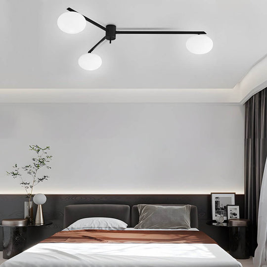 White Glass Bubble Semi-Flush Ceiling Light