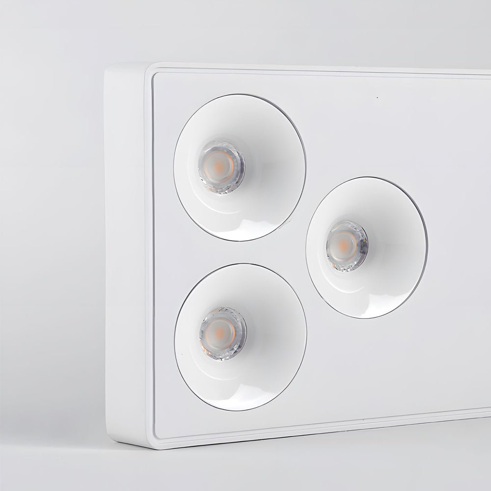 White Rectangular 6-Light Peg Flush Mount Spotlight