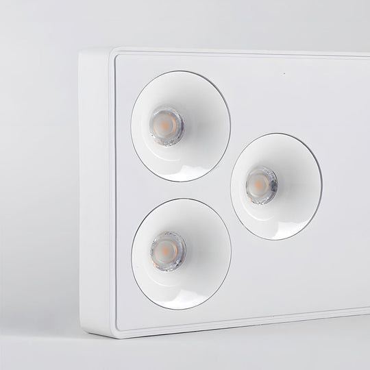 White Rectangular 6-Light Peg Flush Mount Spotlight