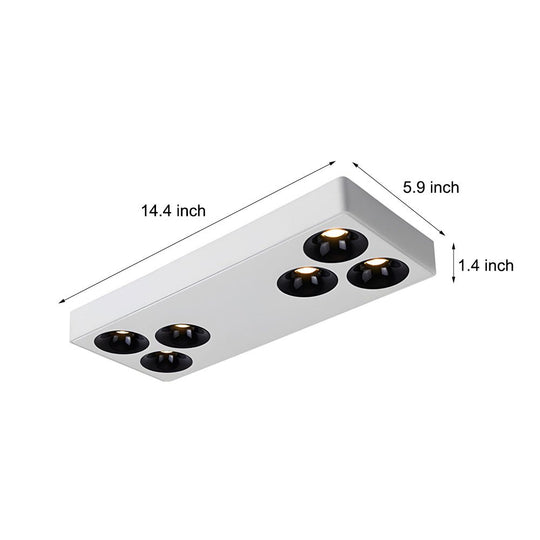White Rectangular 6-Light Peg Flush Mount Spotlight