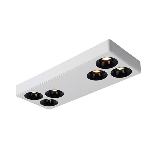 White Rectangular 6-Light Peg Flush Mount Spotlight