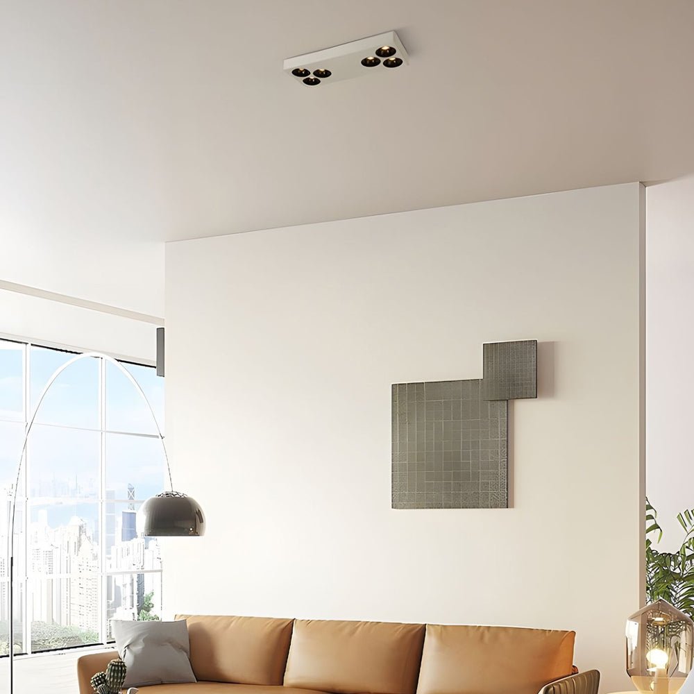 White Rectangular 6-Light Peg Flush Mount Spotlight