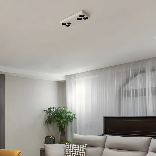 White Rectangular 6-Light Peg Flush Mount Spotlight