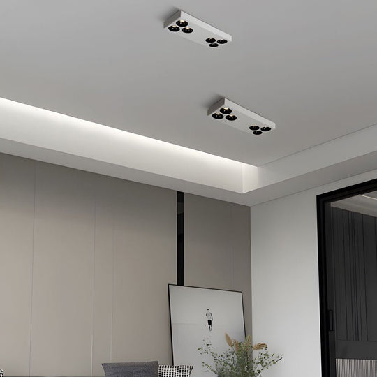 White Rectangular 6-Light Peg Flush Mount Spotlight