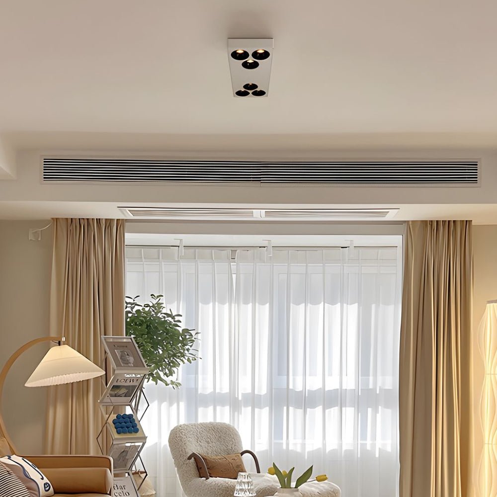 White Rectangular 6-Light Peg Flush Mount Spotlight