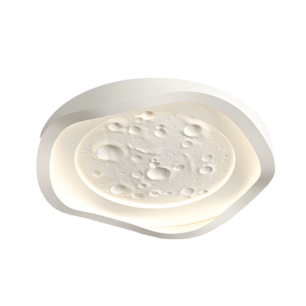 White Resin Lunar LED Flush Mount Wave Ceiling Light