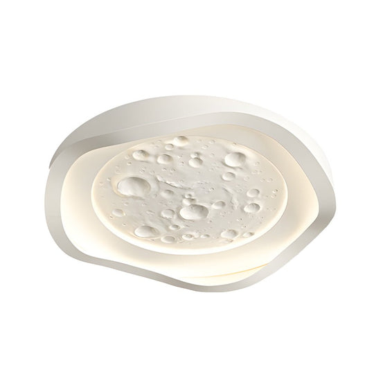 White Resin Lunar LED Flush Mount Wave Ceiling Light