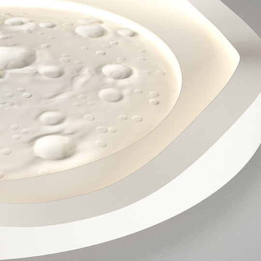 White Resin Lunar LED Flush Mount Wave Ceiling Light