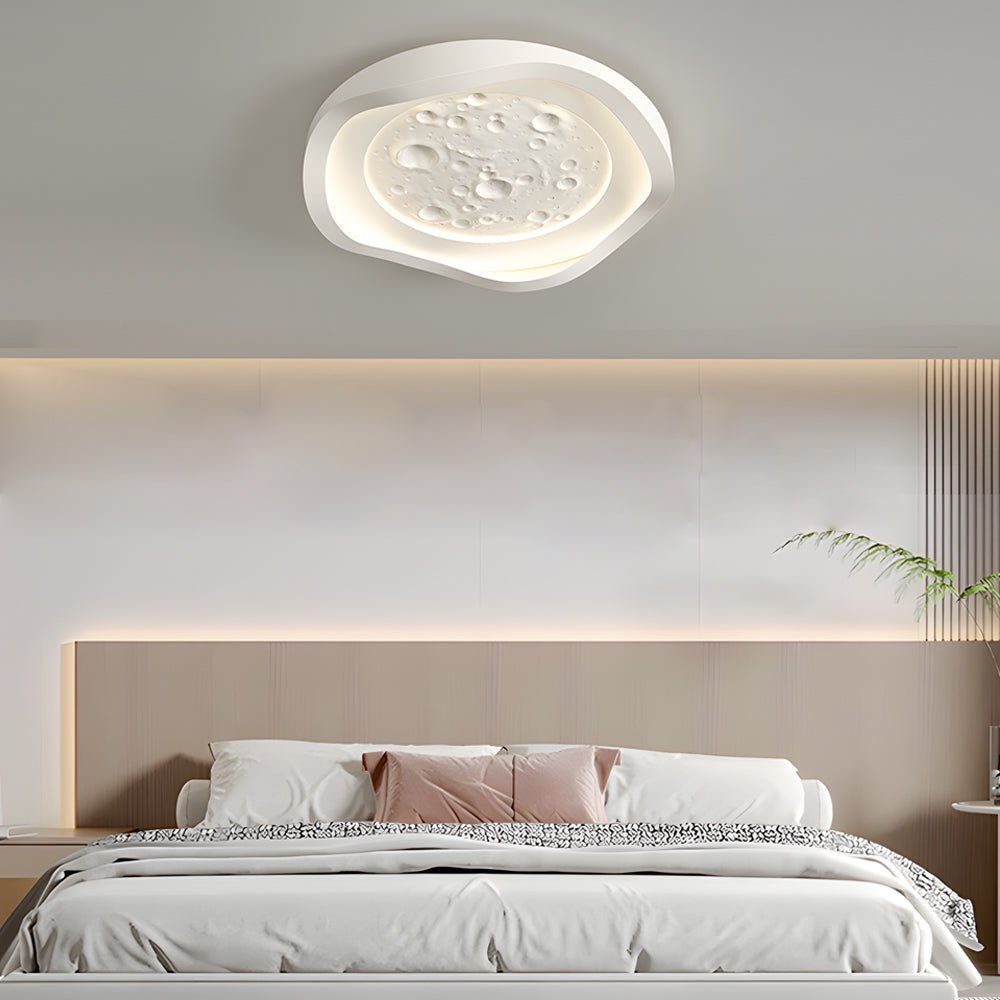 White Resin Lunar LED Flush Mount Wave Ceiling Light